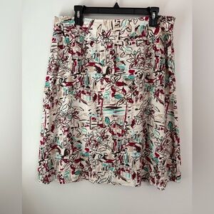 RF Merino Linen Floral Abstract Print Skirt Size 14